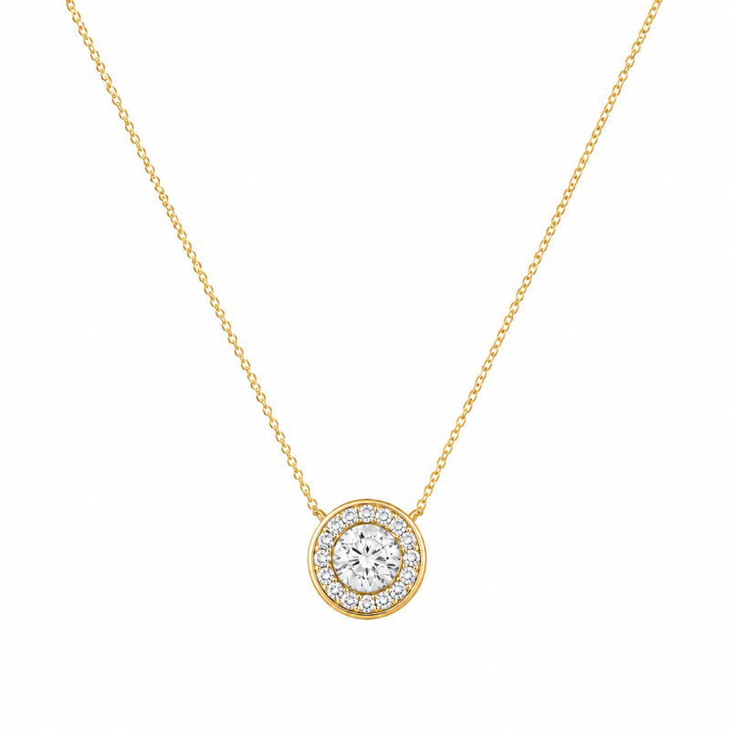 Colliers en or 14 carats sertis de diamants ronds de synthèse (0,5 carat au total)-1
