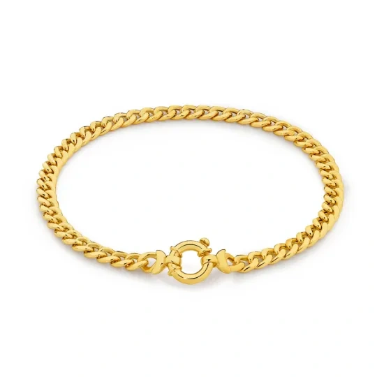 Armband van sterling zilver met een geelgouden plating en een Cubaanse schakel van 3,5 mm. Verkrijgbaar in lengtes van 6 tot 9 inch.