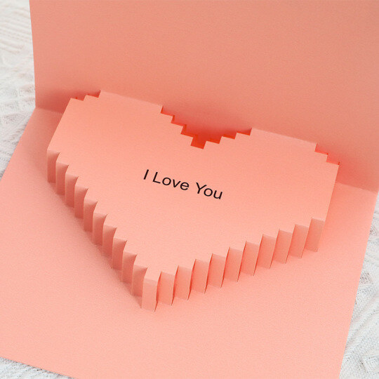 Valentine's Day couple pink love 3D greeting card