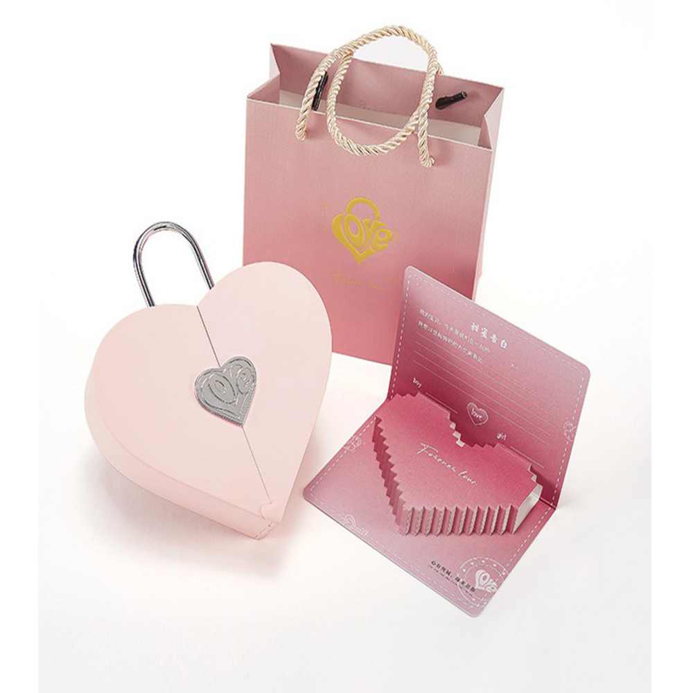 Valentine's Day gift box love heart jewelry box lock heart handbag-1