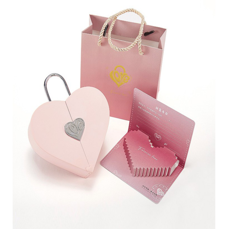 Valentinstag Geschenk-Box Liebe Herz Schmuck Box Schloss Herz Handtasche-1