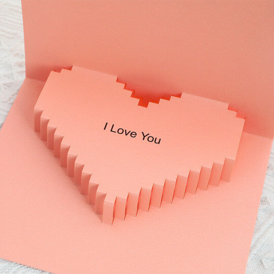 Carte de vœux 3D couple amoureux rose pour la Saint-Valentin