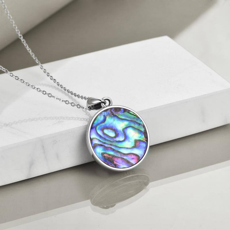 Sterling Silver Abalone Shellfish Viking Rune Necklace for Women Men-4