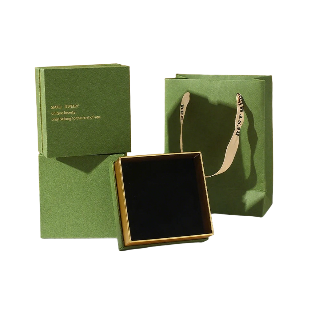 Vintage Green Textured Box In Box Jewelry Box-1