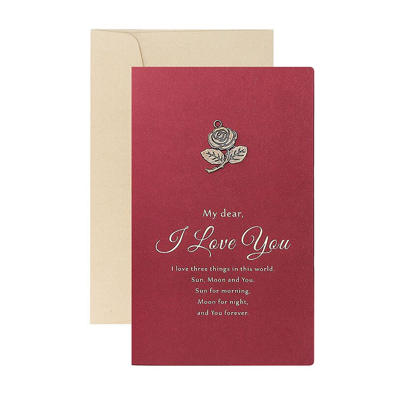 Vintage Metal Envelope Handmade Upscale Valentine Card for Wife Girfriends-5