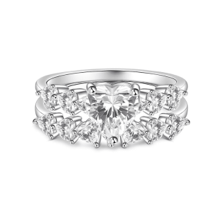 White Gold Vermeil Personalized Engraving & Heart Engagement Ring-10