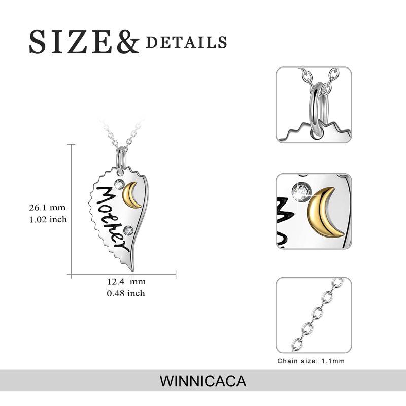 Sterling Silver Two-tone Cubic Zirconia Star Mother & Daughter Necklace Set for Women-5