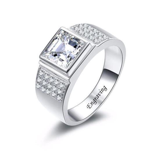 10K White Gold 1 to 6 CT Princess Cut Moissanite Men's Band for Men