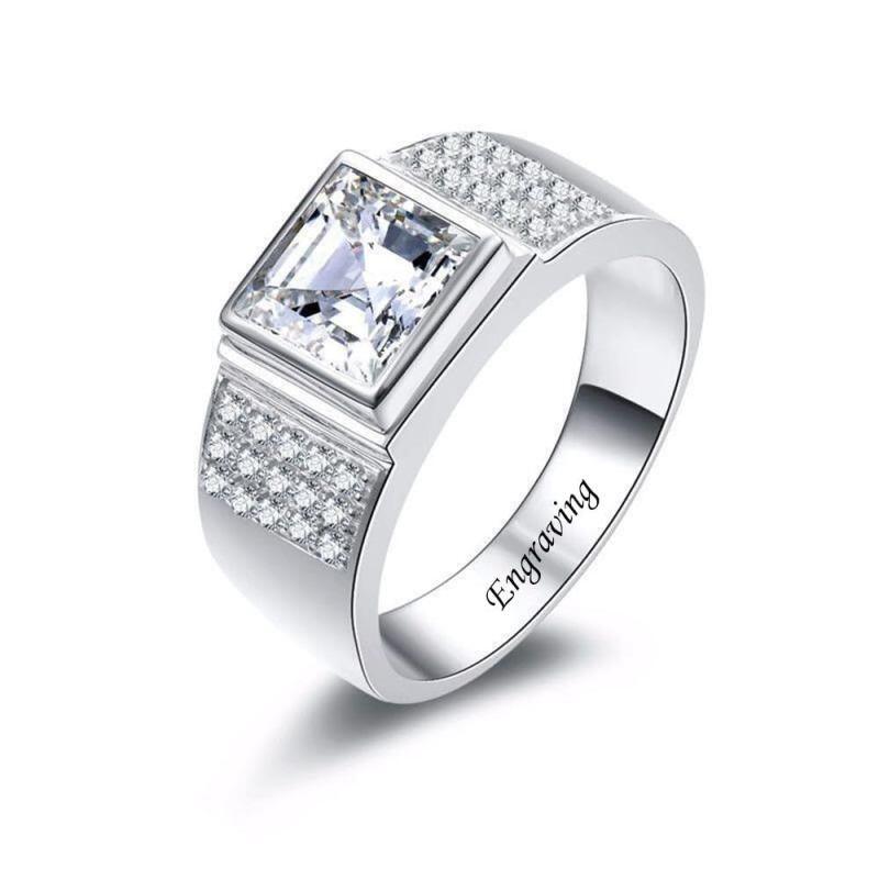 10K Or Blanc 1 à 6 CT Moissanite Coupe Princesse pour Bague Homme-14