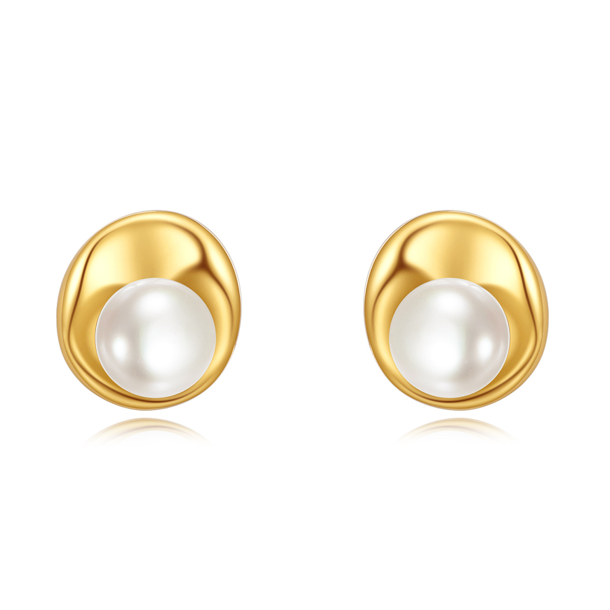 14K Gold Bead Stud Earrings-1