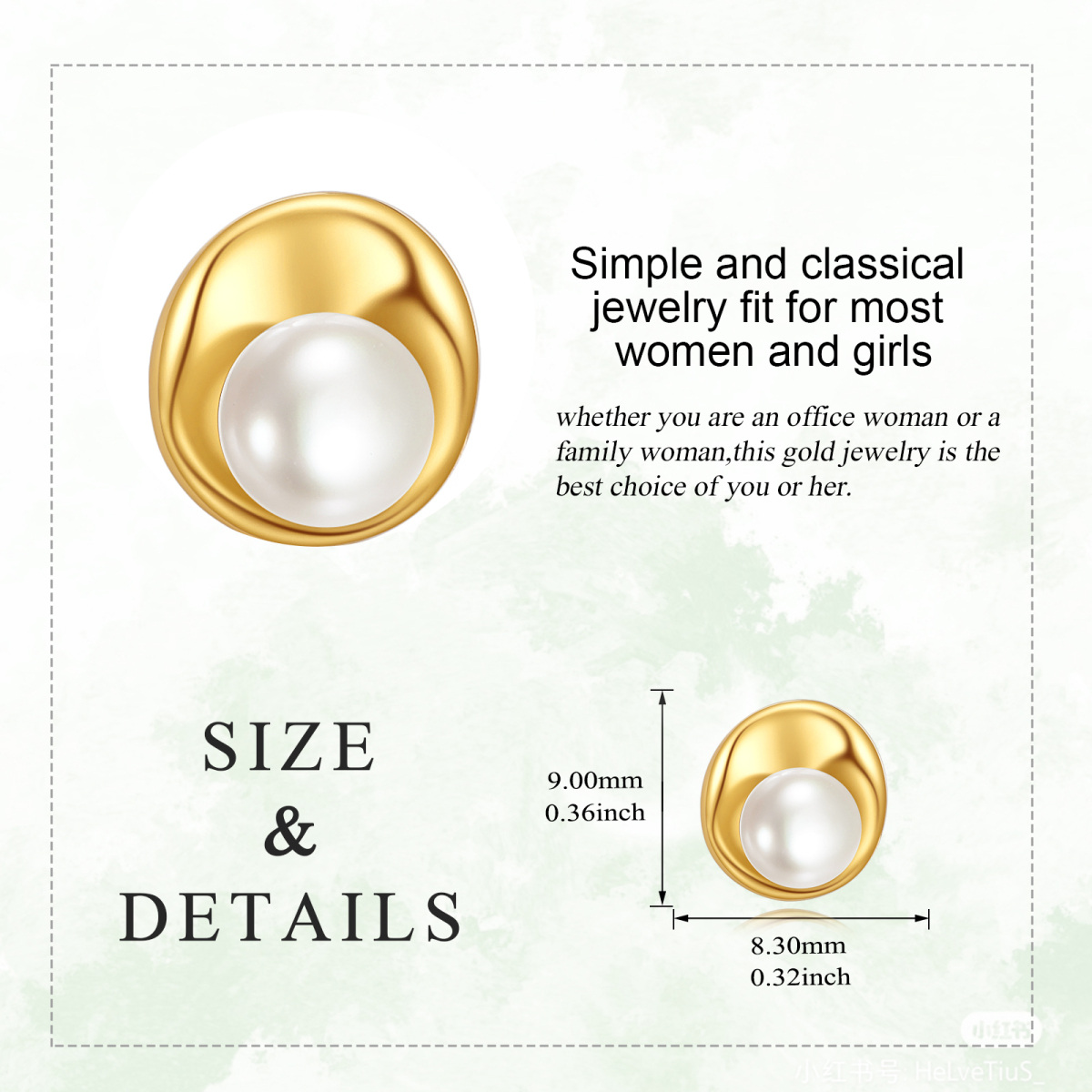 18K Gold Bead Stud Earrings-3