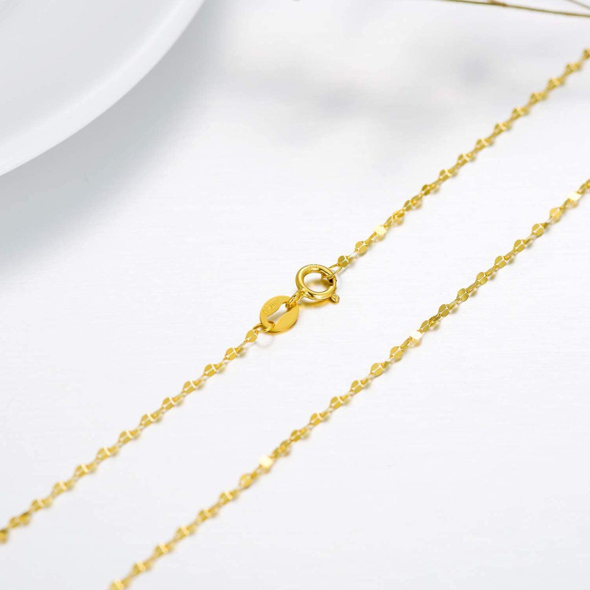 10K Gold 1.8Mm Dainty Italian Mirror Link Chain Lip Chain For Women-4