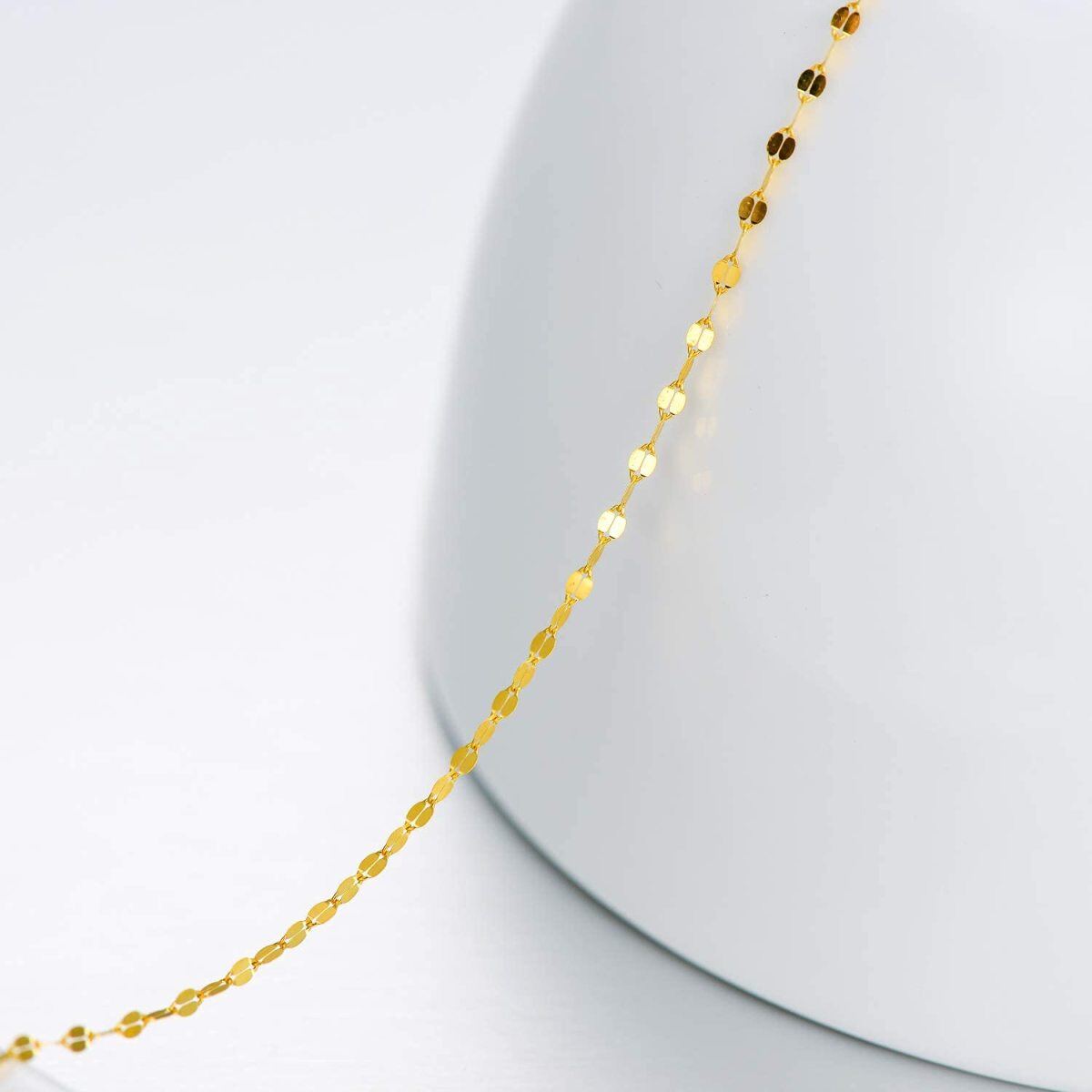 10K Gold 1.8Mm Dainty Italian Mirror Link Chain Lip Chain For Women-5