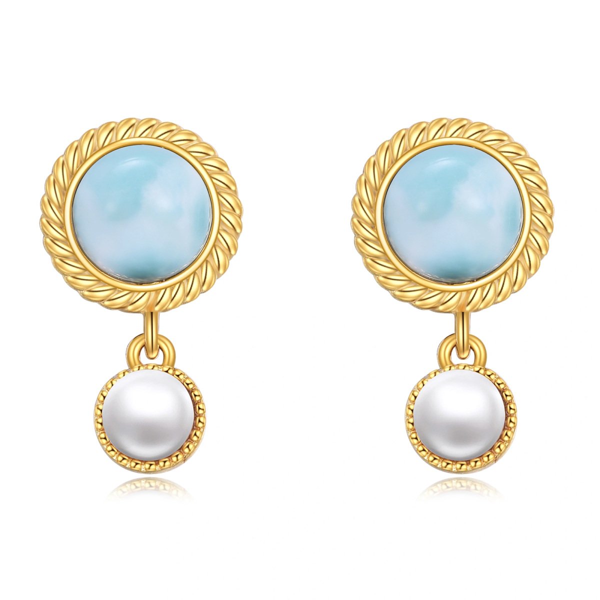 Gold Vermeil Lalimar Stone & Pearl Drop Earrings for Women-1