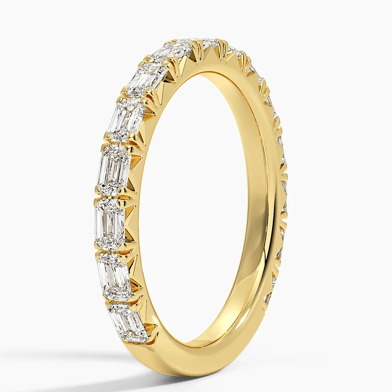 Anel de casamento personalizado com diamante criado em laboratório e esmeralda, cor D, pureza VVS1-VS1, certificado IGI 3EX, ouro branco 10K, 1 CT.T.W.-3