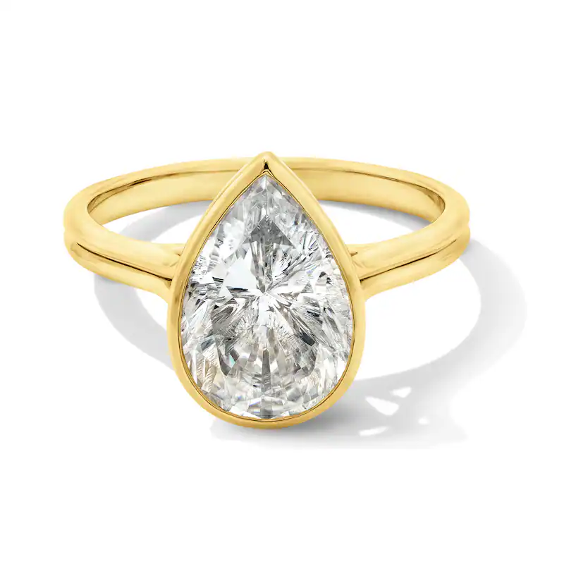 14K Gold 0.5 to 3 CT Pear Cut Lab Created Diamond Solitaire Custom Engagement Ring D-VVS1 3EX IGI Certified-1