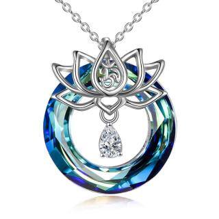 Sterling Silver Yoga Crystal Necklace for Women-3