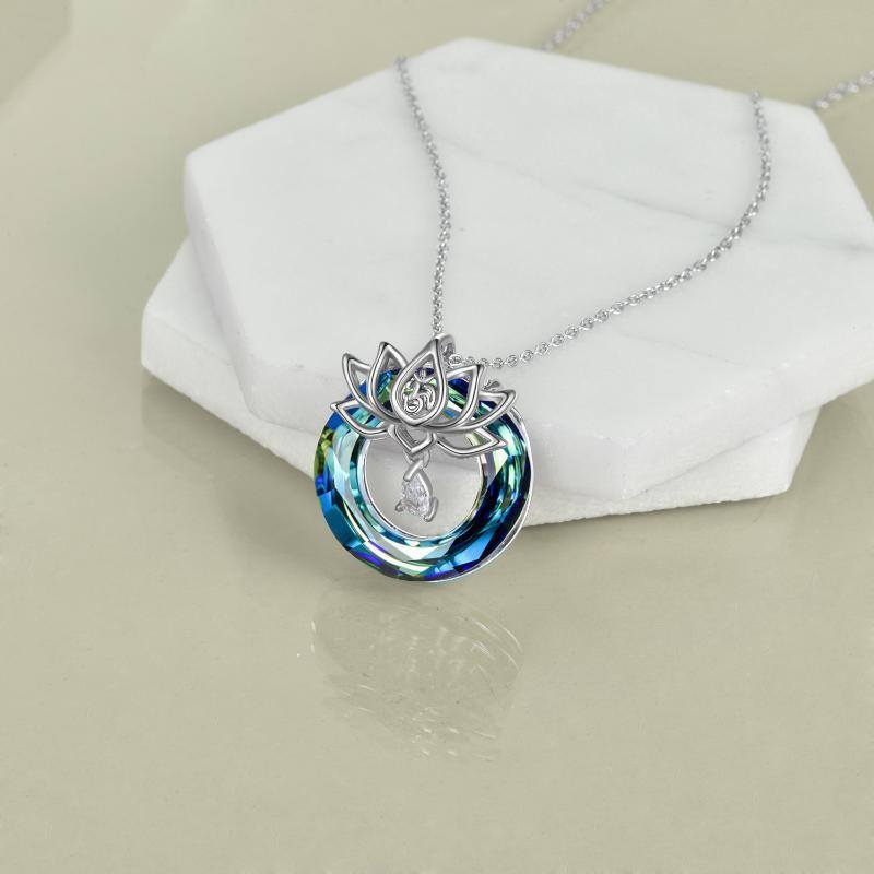 Sterling Silver Yoga Crystal Necklace for Women-3