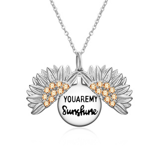 You are My Sunshine Sunflower Necklace in Rose Gold Sterling Silver-53