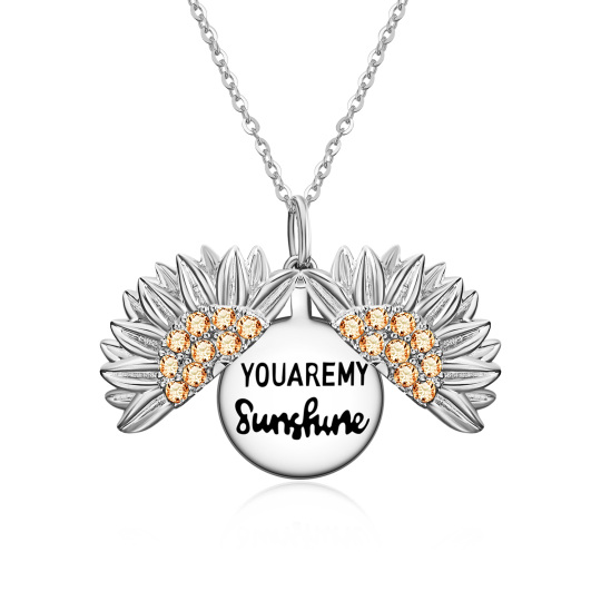 Collar de girasol You are My Sunshine en plata de ley con oro rosa