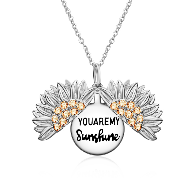You are My Sunshine Sunflower Necklace in Rose Gold Sterling Silver-17