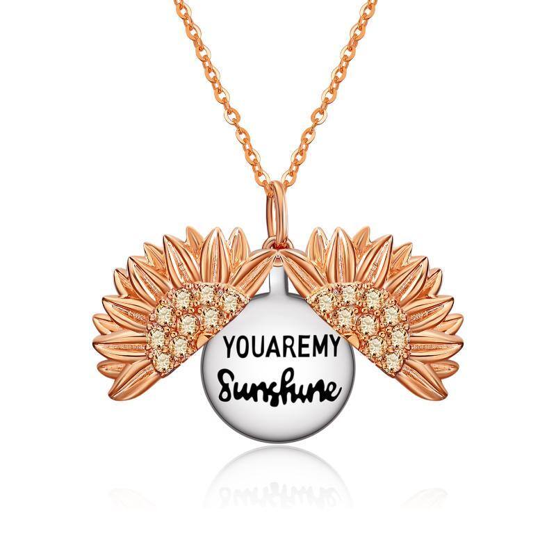 Collier tournesol You are My Sunshine en argent sterling or rose-5