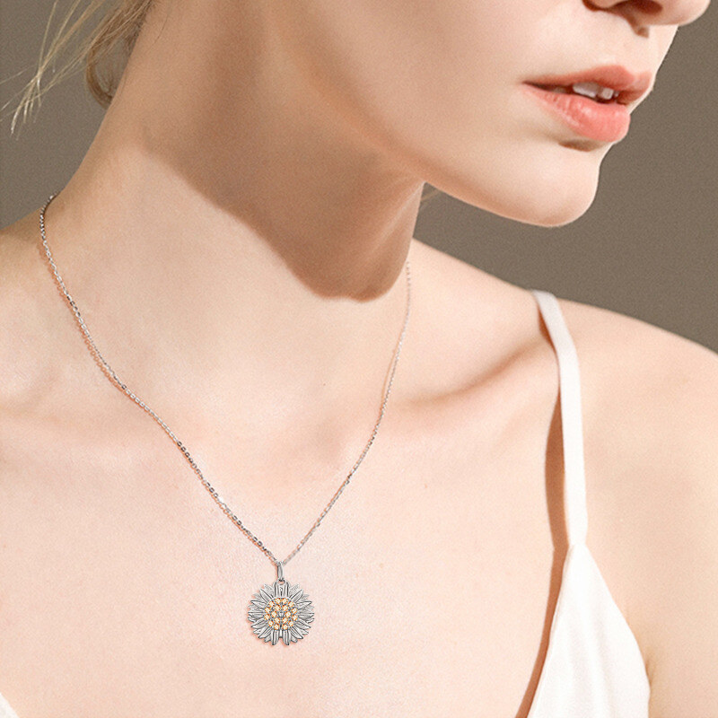You are My Sunshine Sunflower Necklace in Rose Gold Sterling Silver-2