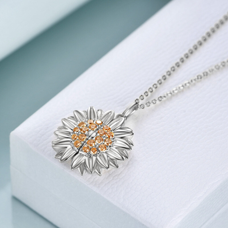 You are My Sunshine Sunflower Necklace in Rose Gold Sterling Silver-3