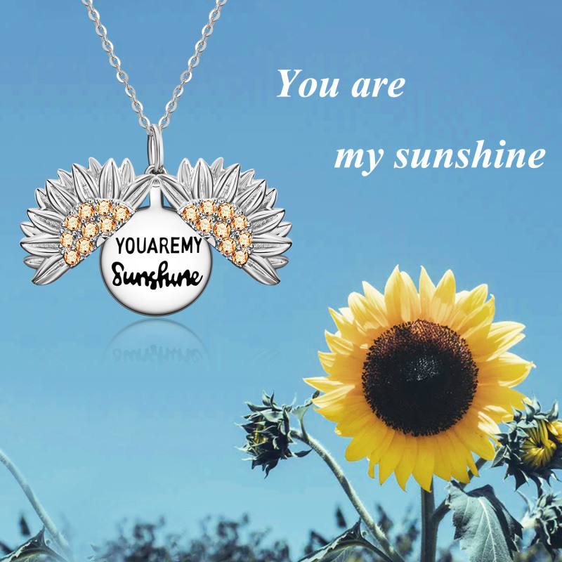 You are My Sunshine Sunflower Necklace in Rose Gold Sterling Silver-4