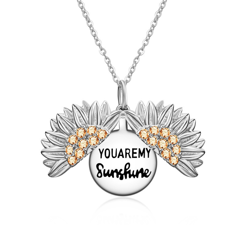 Collier tournesol You are My Sunshine en argent sterling or rose-2