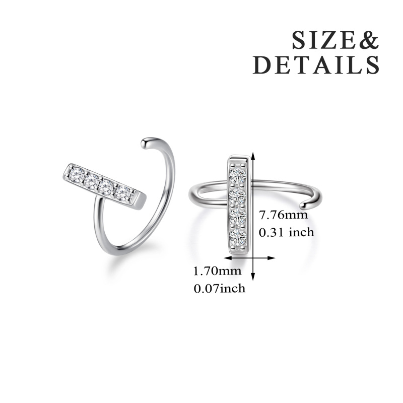 Sterling Silver Cubic Zirconia Cross Hoop Earrings-4